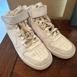 Nike Kids White High-Top Sneakers with Strap